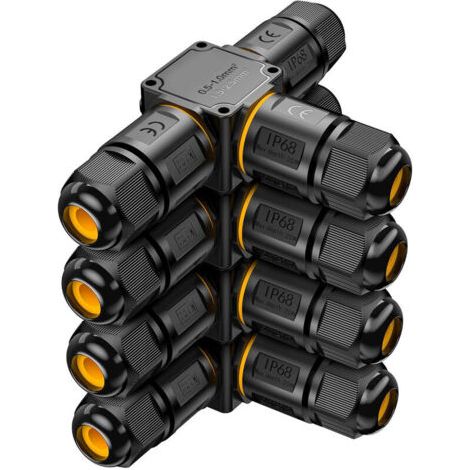 4 PCS Connecteurs de Câbles Étanches IP68 - Boîte de jonction 3 voies connecteur etanche 3 fils - Raccordement extérieur du jardin - Dérivation de câble 6-11mm - Coffret électrique externe éta (1/4)