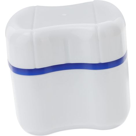 Boîte de rangement pour prothèses dentaires avec panier de rinçage, boîte de rangement portable, bleue, en matériau médical, adaptée aux voyages, pour ranger vos prothèses dentaires. (1/5)