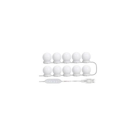 Kit d'éclairage miroir LED pour coiffeuse USB, 10 ampoules réglables, 10 luminosités, 3 modes, blanc – (1/5)