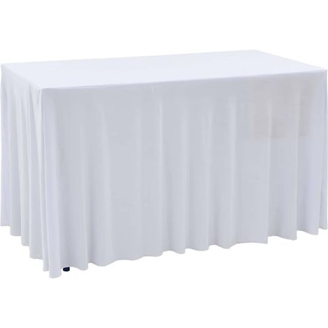 Fundas elásticas para mesa 2 uds con falda 183x76x74 cm blanco vidaXL