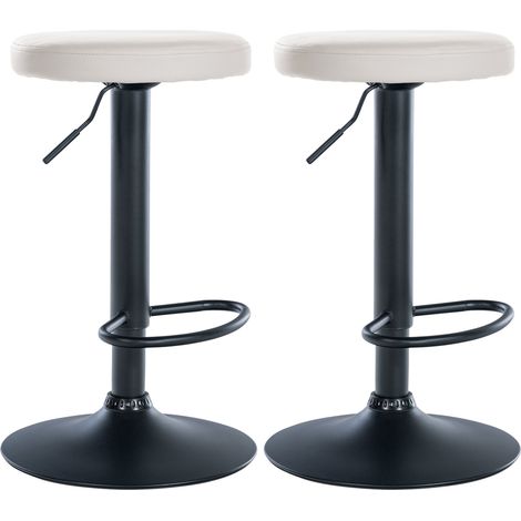 Set di 2 sgabelli da bar dal design semplice con seduta sintetica bianca e struttura in metallo nero TDB10689