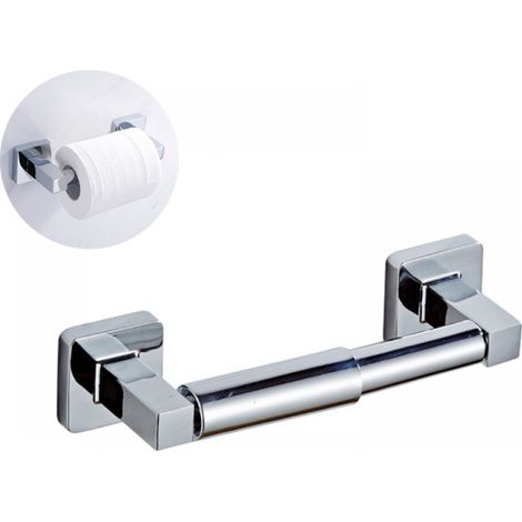 BEBUSINGOTO Portarrollos de papel higiénico cuadrado para pared, dispensador de papel higiénico autoadhesivo de pared, cromado (1/5)