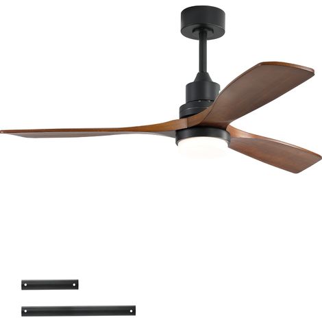 Ventilatore da soffitto da 52 pollici con LED dimmerabile, 6 velocità, telecomando, motore DC reversibile, finitura in legno nero (1/5)