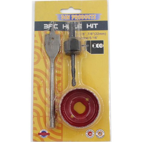 3Pcs Metal Flat Drill Hole Saw Drill Bit Set For Wood Board Plastic(Red)