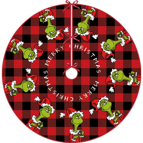 Tapis de sapin de Noël avec motif d'elfe classique, tapis de sol en velours rouge et vert pour une décoration festive, tapis décoratif pour sapin d'intérieur (1/5)
