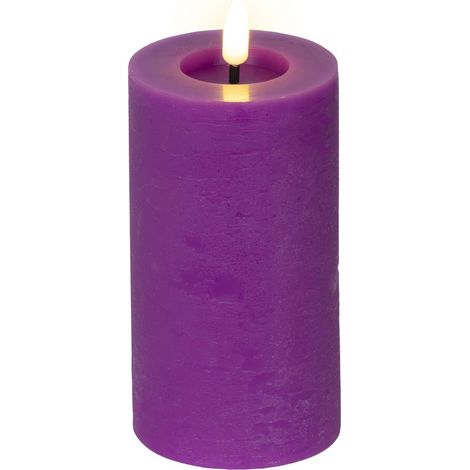 Lumineo LED Indoor Kerze Echtwachs Lila Ø 7 cm Höhe 15 cm - Wachs (1/2)