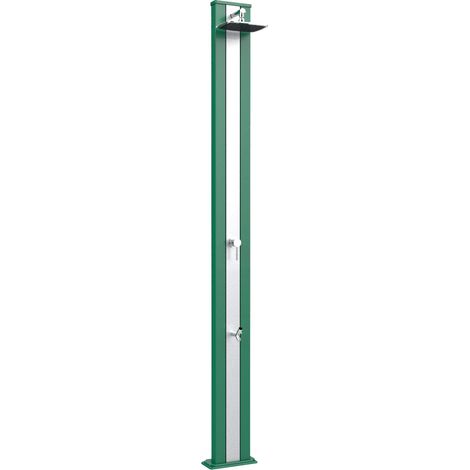 Doccia Solare da Esterno Giardino 30L Miscelatore e Lavapiedi Arkema Spring S Fascia Inox Verde
