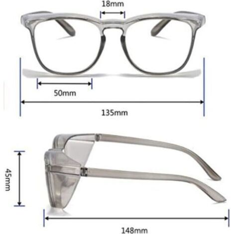 Lunettes de sécurité : lunettes de protection anti-buée et coupe-vent avec écrans latéraux, ,dessus lunettes de travail ou personnelles. (1/3)