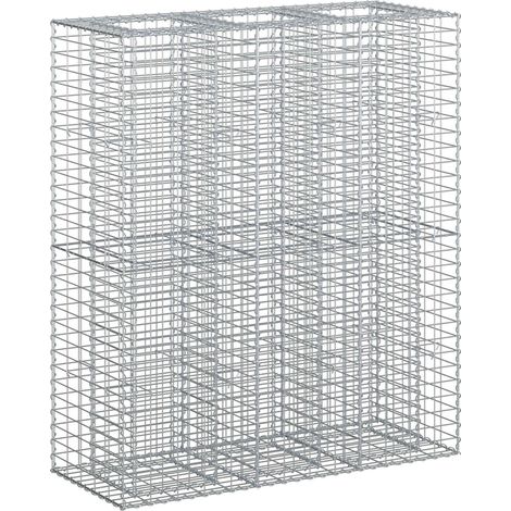 Gabionen Hochbeet 2 pcs Silber 130 x 50 x 150 cm vidaXL
