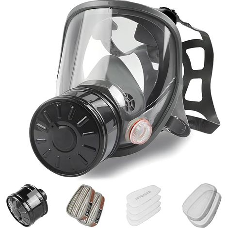 Masque à Gaz Facial Complet,Masque Respiratoire Survie Nucléaire et Chimique avec Filtre à Charbon Actif 40 mm,Masques Anti-Poussière Protection Respiratoire pour Gaz Vapeurs,Produits Chimiques (1/5)