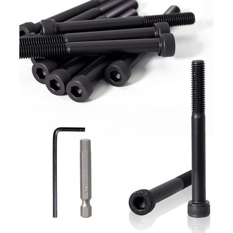 15 Innensechskantschrauben, M8x50 mm, Kohlenstoffstahl, schwarz, DIN 912, halbgewindet, Maschinenbau, Fahrzeugbau (1/5)