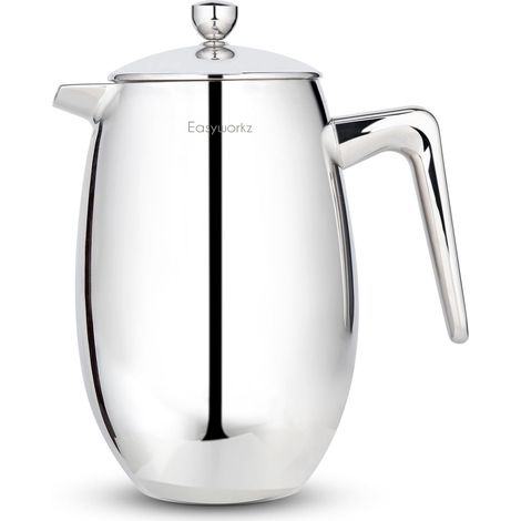 Cafetière à piston isotherme à double paroi en acier inoxydable, 1000 ml, argent (1/5)