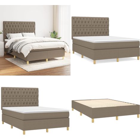 Boxspringbett mit Matratze Taupe 140x200 cm Stoff - Boxspringbett - Doppelbett - Bettenrahmen - Lattenrost - Matratze - Home & Living (1/5)