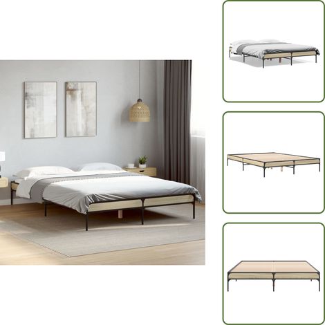 Bettgestell Sonoma-Eiche 140x200 cm Holzwerkstoff und Metall - Holzbettfassungen - Doppelbett - Betträume - Bettgestell - Sonoma Eiche (1/5)