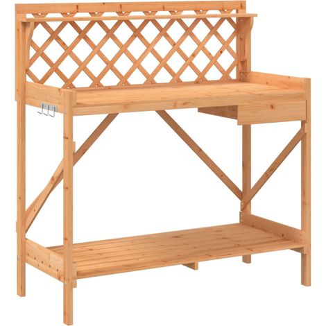 Banc de rempotage avec treillis marron bois massif de sapin