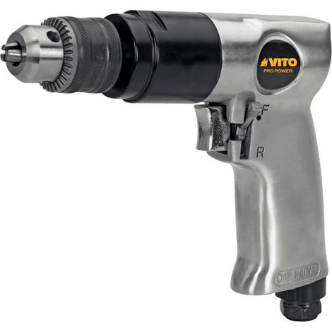 Perceuse pneumatique à air comprimé Foret Ø10 mm Max - 6.2 bar Entraînement 3/8" Conso :142 l/min Vitesse 1800 tr/min VITO