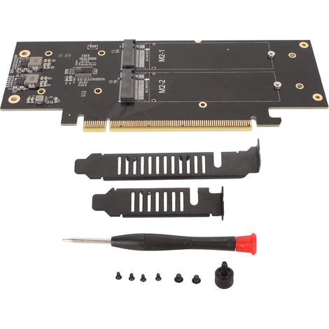 PCIe x16 Erweiterungskarte für 4 M.2 NVMe 2280 Laufwerke – Speicherbeschleuniger für Videobearbeitung und Datenverarbeitung (1/5)