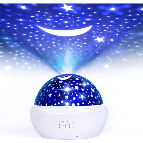 Projecteur Ciel Etoile Enfant, Veilleuse Projecteur Bebe, 360°Rotation Lampe Etoile Projecteur, 8 Couleurs, 2 Films Thème, Bébé Chevet Night Light (1/5)