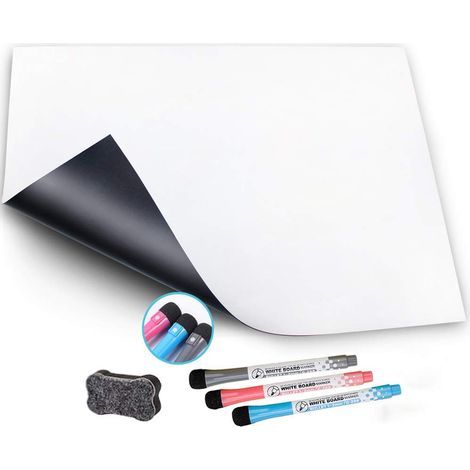 1 Magnetische Whiteboard-Tafel, schmutzabweisende PET-Oberfläche, flexibles A3-Format, mit Markern und Schwamm, für den Kühlschrank (1/5)