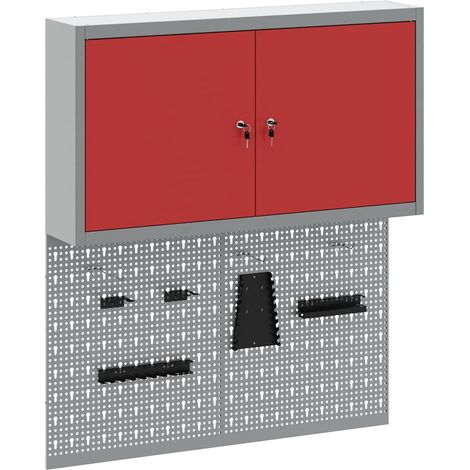 vidaXL Juego de Armarios de Herramientas con estante 3 uds. Rojo (1/2)