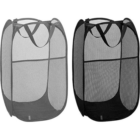 Panier à linge pliable en 2 pièces, panier de rangement en filet, sac à linge, panier à linge pliable avec poignées renforcées (1/5)