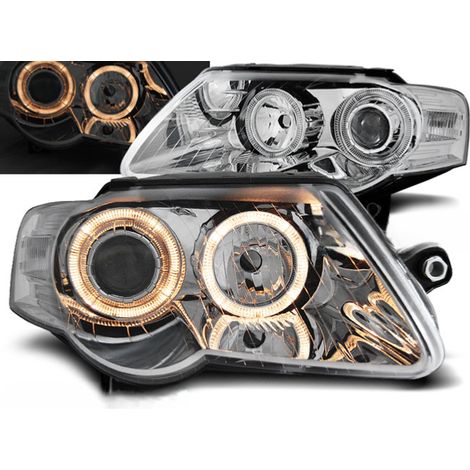 Paire de feux phares VW Passat B6 3C de 2005 a 2010 angel eyes chrome-27362019