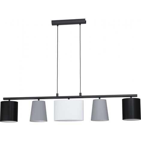 Sospensione Almeida 5xE14 con Paralumi in Tessuto Assortiti Multicolor di L120 cm Eglo