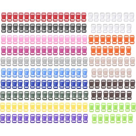225PCS Latérale en Plastique Mini Boucles,3/8 Pouce Boucles Réglables Couleur 10mm Latérales en Plastique Enfichables pour Paracord Bracelets,Collier de Chien Sangle,Sangles de Sac à Dos (1/5)