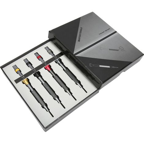 Kit de 4 tournevis plats en acier inoxydable pour horloger, outils de réparation pour montres, bijoux et lunettes. (1/5)