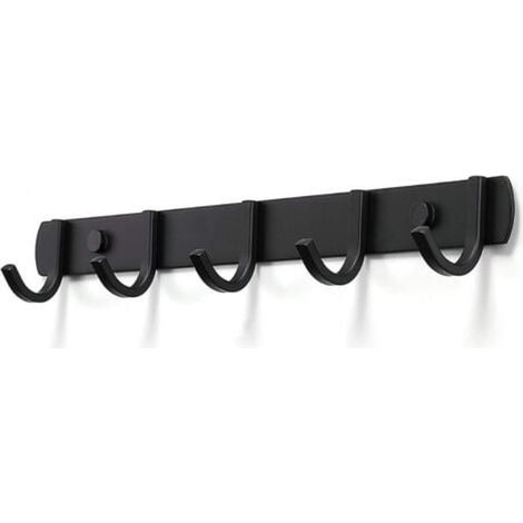 Wandgarderobe, Designer-Garderobenhaken aus Edelstahl, robuste Haken für Badezimmer, Schlafzimmer oder Büro, Schwarz (5 Haken)