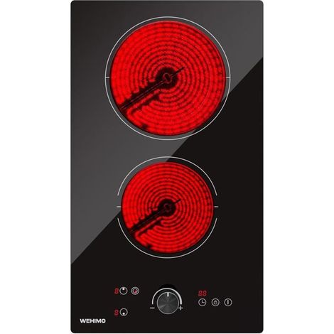 Plaque de cuisson vitrocéramique - 2 feux - Noir - 3400W - Sécurité enfant (1/5)