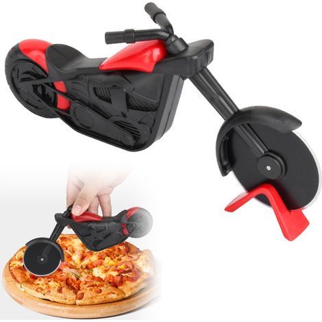 Roulette à pizza amusante pour moto, noir/rouge (1/5)
