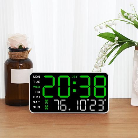 Horloge Murale Numerique - Affichage Grand Ecran LED - Alarme - Calendrier Digital - Temperature - Pour Salon Chambre Bureau - 1 Unite (1/5)