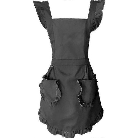 Verstellbare Retro-Rüschenschürze mit Taschen, kleine bis große Damen (1/5)