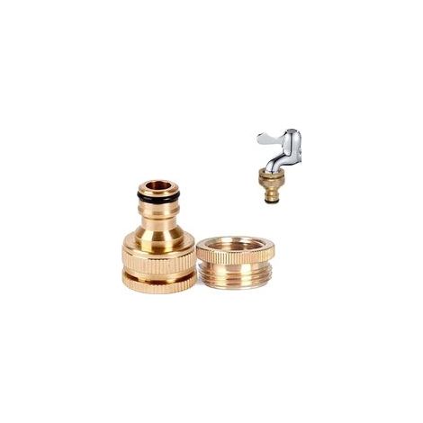 Raccord de robinet de jardin en laiton fileté de 20 mm à 25 mm - Raccord rapide en laiton pour tuyau d'arrosage (1/5)