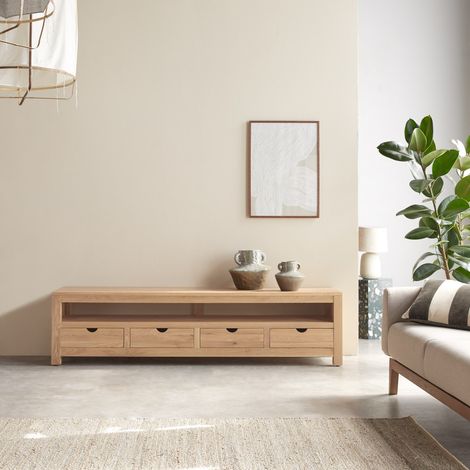 Meuble TV en bois de chêne massif Oliver 200 cm (1/5)