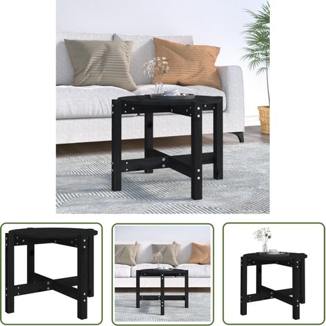 The Living Store Table basse Noir Ø 62,5x45 cm Bois massif de pin - Table Basse - Meuble Salon - Table Ronde - Bois Massif - Pin (1/5)