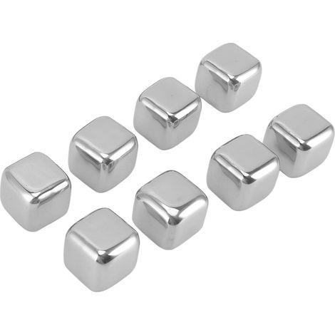 Glaçons Whisky Inox 304 Acier Inoxydable Alimentaire Non Toxique - 8 Cubes avec Pince à Glace pour Boissons Whisky