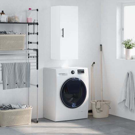 Armoire murale, Placard de Rangement Toilettes, Meuble Haut de Salle de Bain blanc 34,5x34x90 cm LKOWF60180 (1/5)