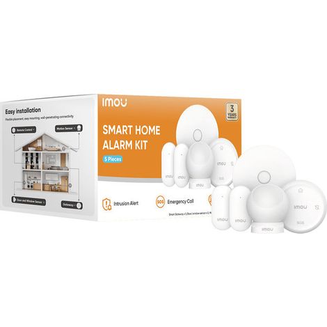 Imou KITallarme Zigbee 3.0, centralina ZG2, 2 sensori porte finestre ZD1, sensore movimento ZP1, telecomando ZB1, app Imou Life, Alexa e Google