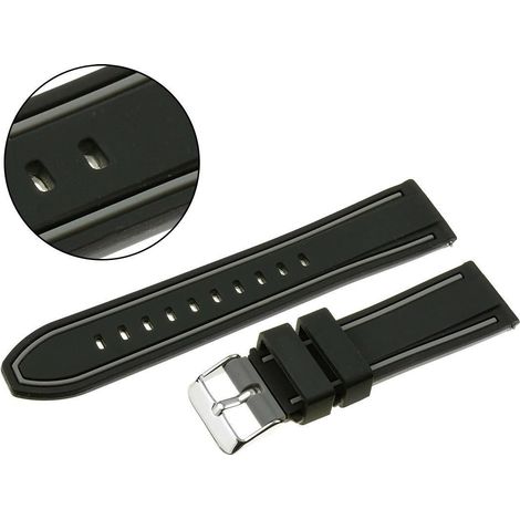 Pacific 24MM U14 Schwarzes und graues Silikonarmband