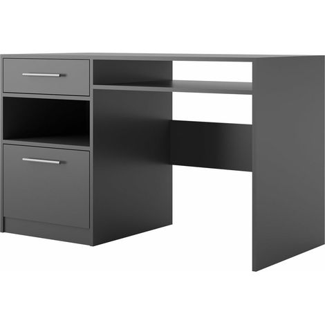 Mesa de oficina Dortivu, Grafito, Con cajones, Con puertas, Número de puertas: 0, Número de cajones: 0, 82x125x58cm
