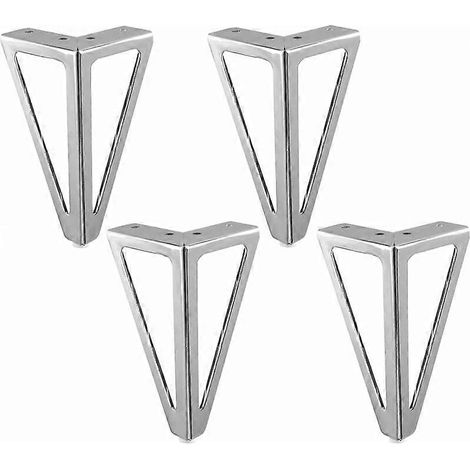 Pieds de meubles en métal, 15 cm, noirs, adaptés aux meubles TV, tables basses, armoires, canapés-lits, etc. (15 cm, argentés) Lot de 2 (1/5)