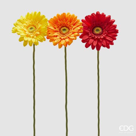 EDG Enzo De Gasperi Gerbera Ramo Ass. H 60 Cm D 12 Cm Pianta Artificiale Mix Arancione 1 Pz