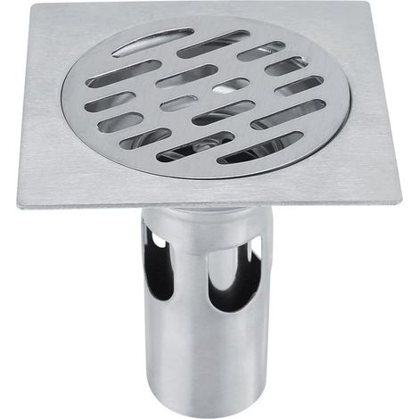 10x10cm Épaissi en acier inoxydable anti odeur douche carré anti odeur drain de sol grille de déchets cuisine salle de bain (1/5)