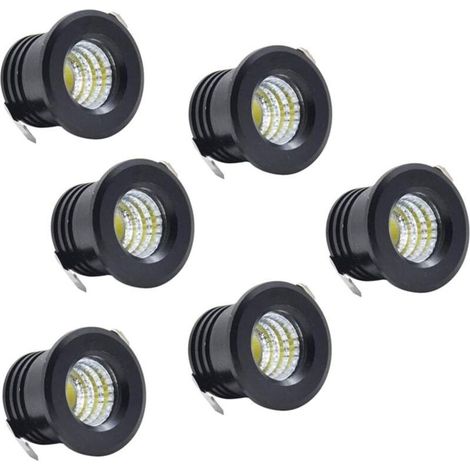 Lot de 6 Mini Spots encastrables au Plafond LED Noirs Mini Spot LED pour plafonnier d'armoire, 3 W, Blanc Chaud-AIMOONSA-DOU