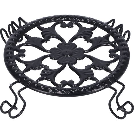 Support pour pot de fleurs noir, élégant, léger et stable, en fer forgé, pour salon, balcon ou bureau. (1/5)