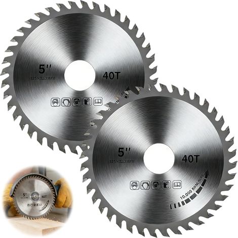 2 x 5 Inch Circular Saw Blade, 125 mm/40T Cutting Disc Grinder – Clean Cuts, Circular Saw Blade for Wood (1/5)