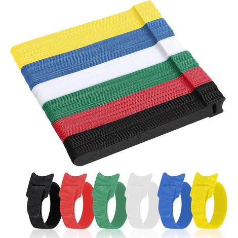 Klett Kabelbinder 15cm, 120 Stück, Wiederverwendbar, Mehrfarbig (1/5)