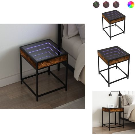 Nachttisch mit Infinity-LED Räuchereiche 40x40x51 cm - Nachttisch - Nachttische - Beistelltisch - Nachtkästchen (1/5)